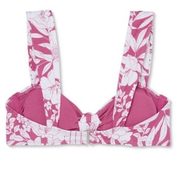 Xhilaration Juniors Pink White Floral Knot Camisole Top Bathing Swim S M XL D/DD - Picture 3 of 12
